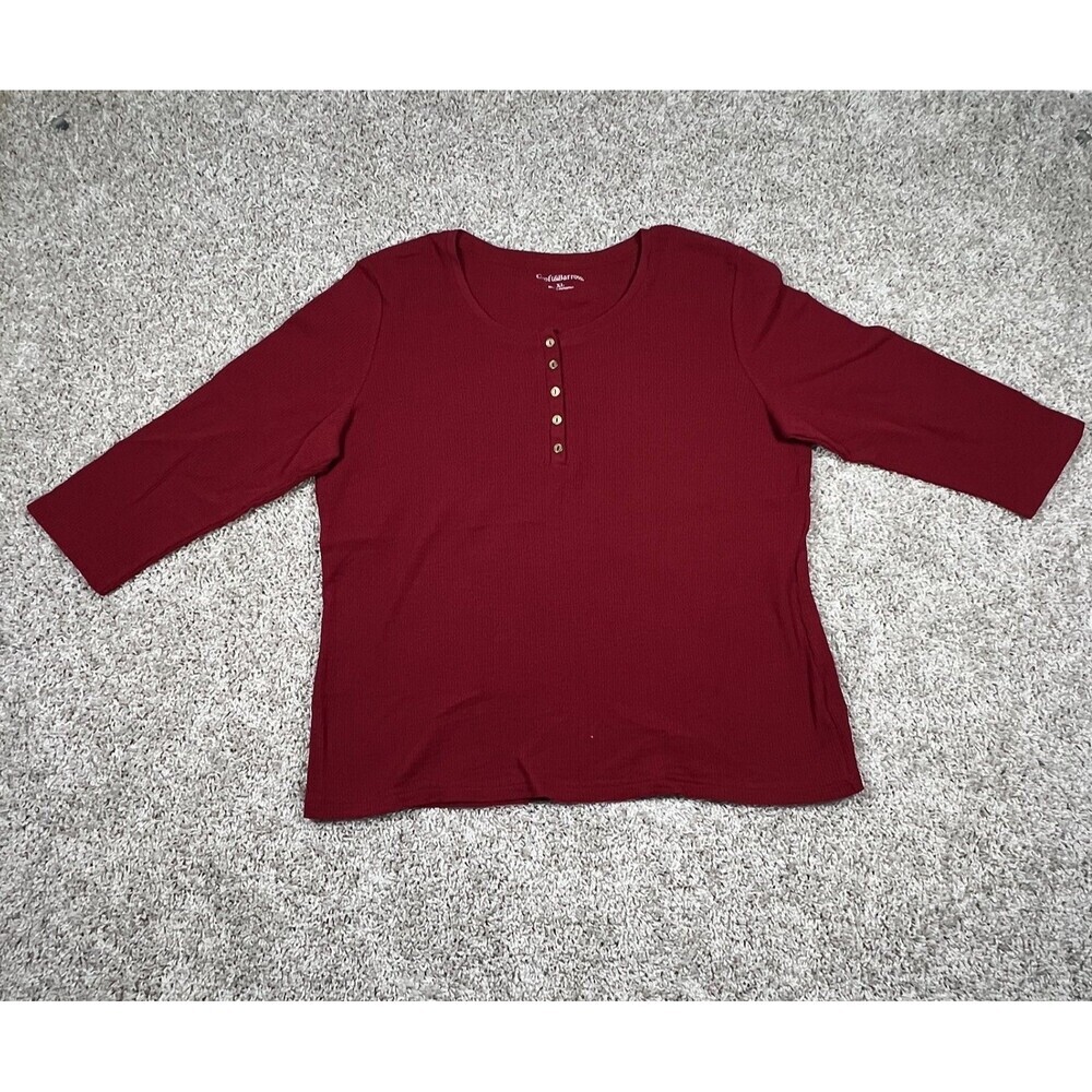 Croft & Barrow Womens Casual Shirt RED 3/4 Sleeve SIZE XL